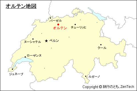 スイスにおけるオルテン地図