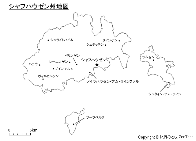 シャフハウゼン州地図