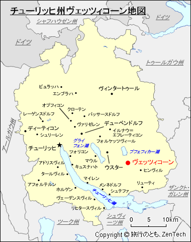 チューリッヒ州ヴェッツィコーン地図