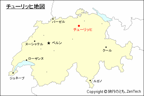 スイスにおけるチューリッヒ地図