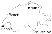 主要都市名入りスイス白地図