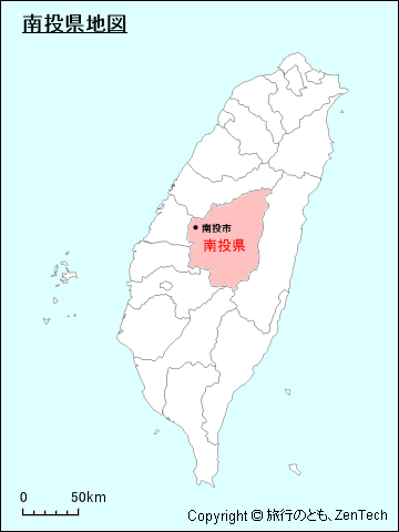 台湾における南投県地図