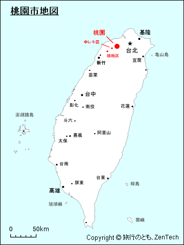 台湾における桃園市地図