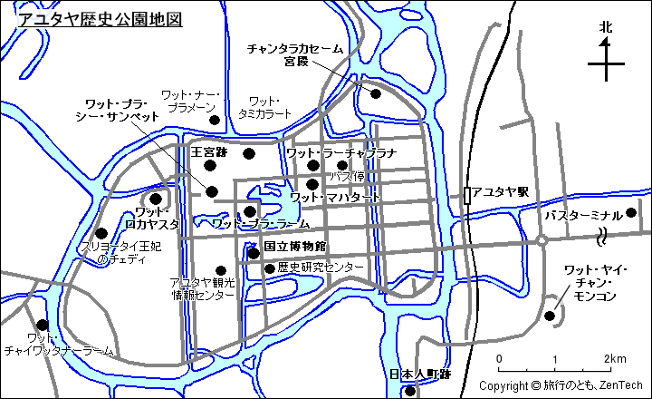 アユタヤ歴史公園地図