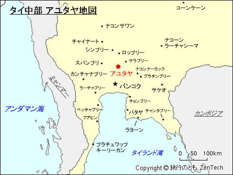 タイ中部 アユタヤ地図