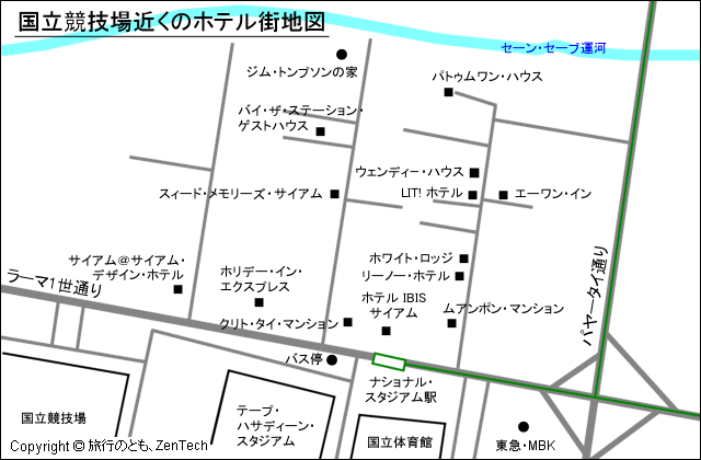 国立競技場近くのホテル街地図