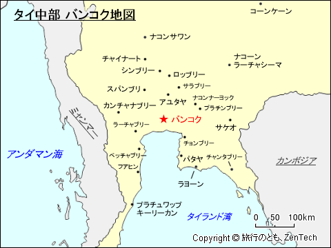 タイ中部 バンコク地図