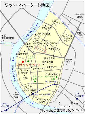 るワット・マハータート地図