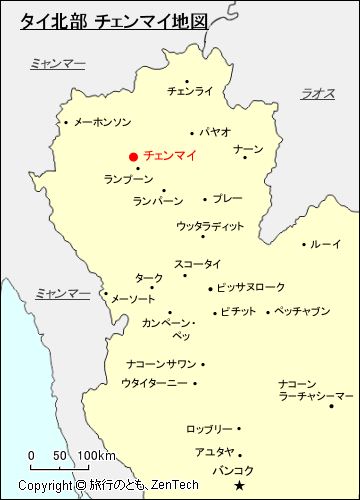 タイ北部 チェンマイ地図