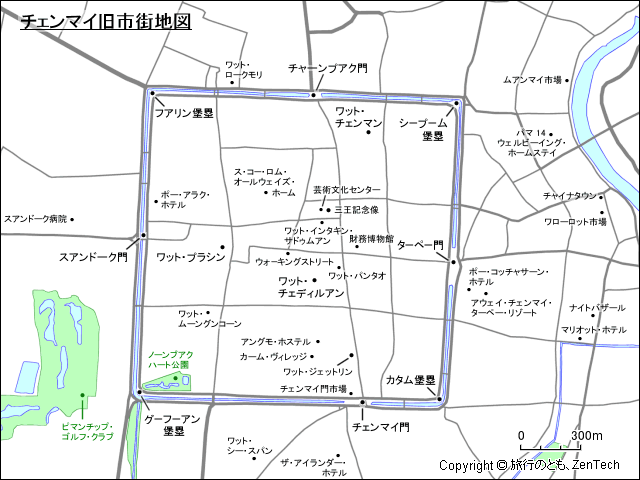 チェンマイ旧市街地図