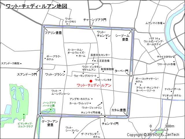 ワット・チェディ・ルアン地図