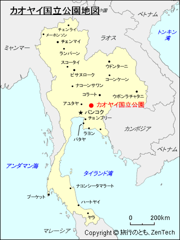 カオヤイ国立公園地図