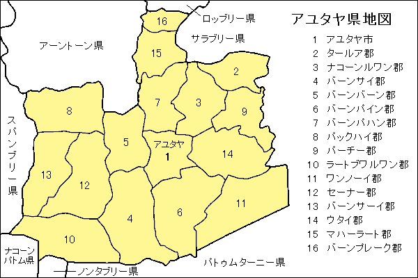 アユタヤ県地図