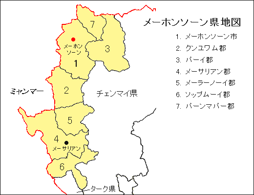 メーホンソン県地図