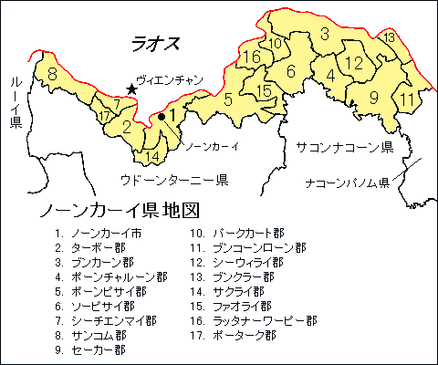 ノーンカーイ県地図