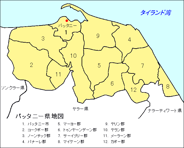 パッタニー県地図