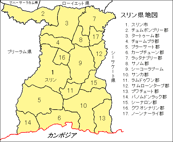 スリン県地図