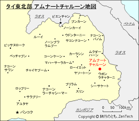 アムナートチャルーン地図