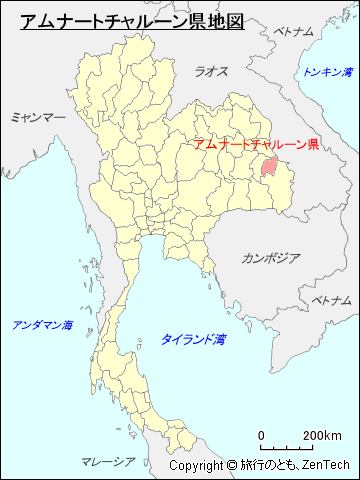 タイ王国アムナートチャルーン県地図