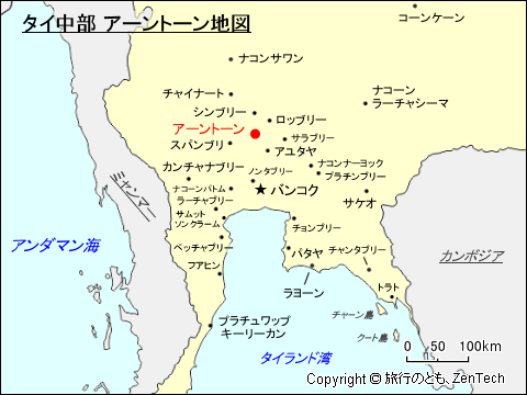 タイ中部 アーントーン地図