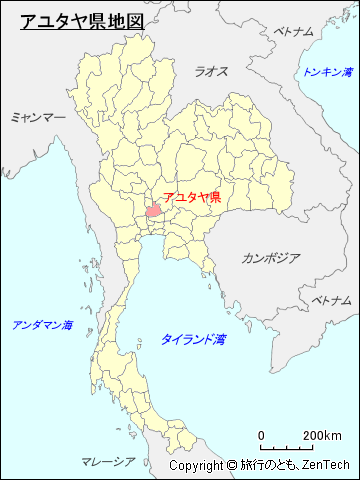 タイ王国アユタヤ県地図