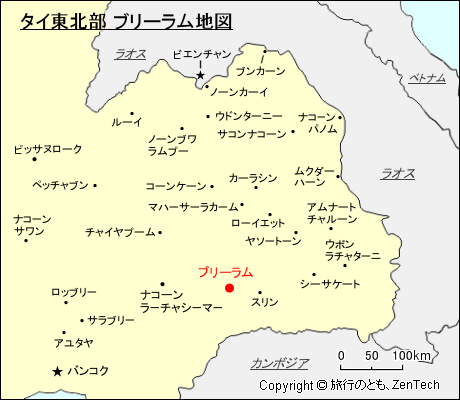 タイ東北部 ブリーラム地図