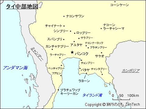 タイ中部地図