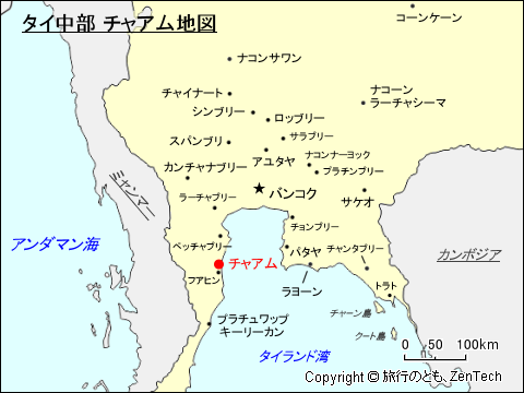 タイ中部 チャアム地図