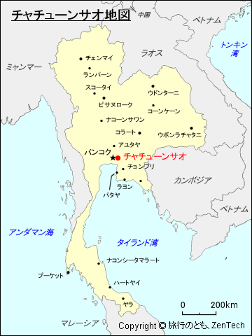 チャチューンサオ地図