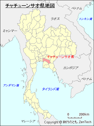 タイ王国チャチューンサオ県地図