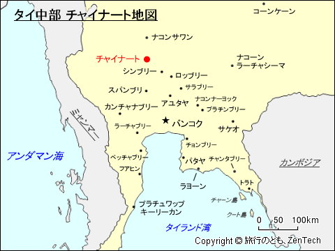 タイ中部 チャイナート地図