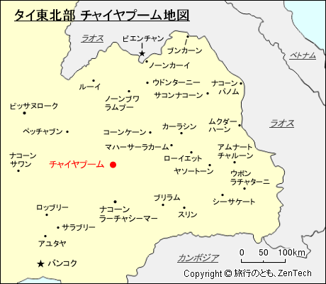 タイ東北部 チャイヤプーム地図