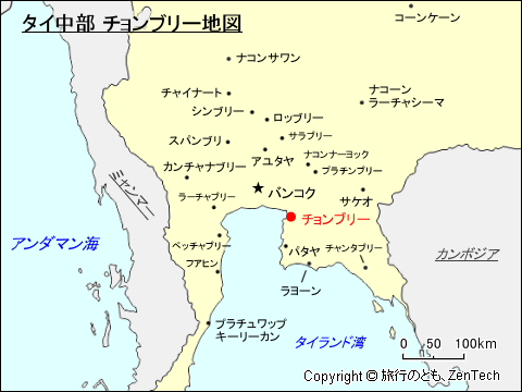 タイ中部 チョンブリー地図