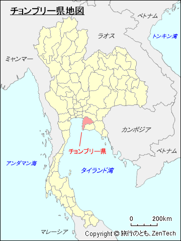タイ王国チョンブリー県地図