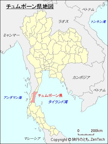 タイ王国チュムポーン県地図