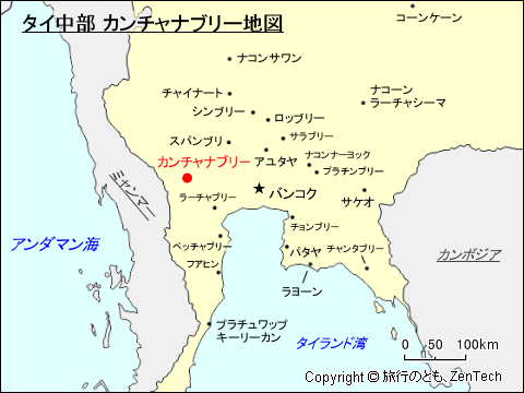 タイ中部 カンチャナブリー地図