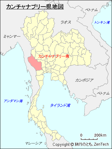 タイ王国カンチャナブリー県地図
