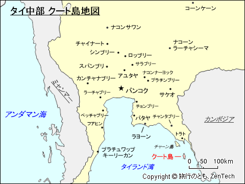 タイ中部 クート島地図