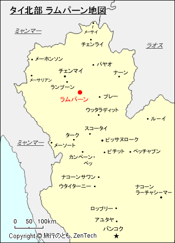 タイ北部 ラムパーン地図