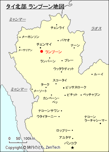 タイ北部 ランプーン地図