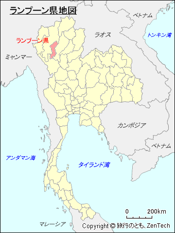 タイ王国ランプーン県地図