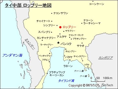 タイ中部 ロッブリー地図