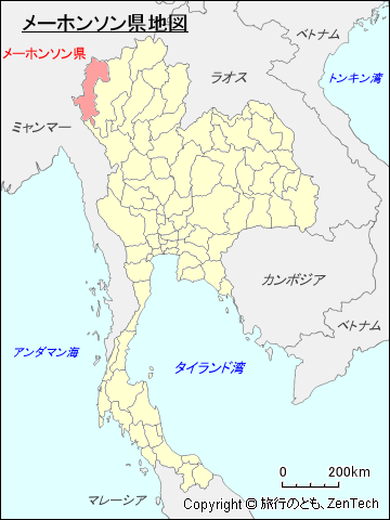 タイ王国メーホンソン県地図