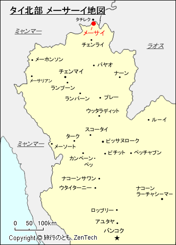 タイ北部 メーサーイ地図