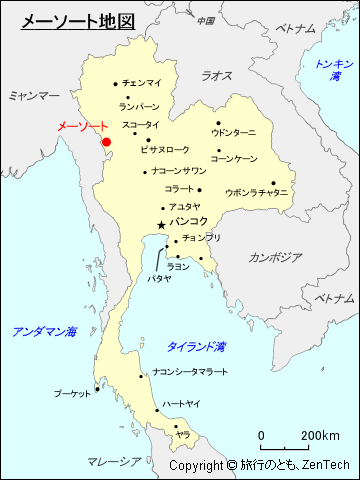 タイにおけるメーソート地図