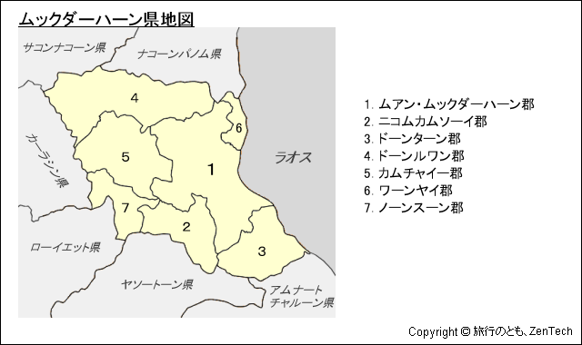 ムックダーハーン県地図