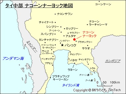 タイ中部 ナコーンナーヨック地図