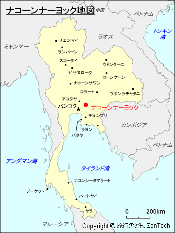 ナコーンナーヨック地図