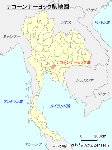 タイ王国ナコーンナーヨック県地図