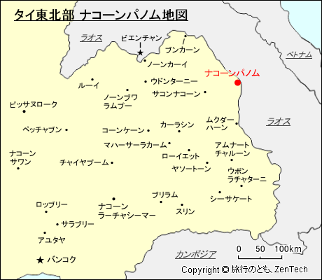 タイ東北部 ナコーンパノム地図